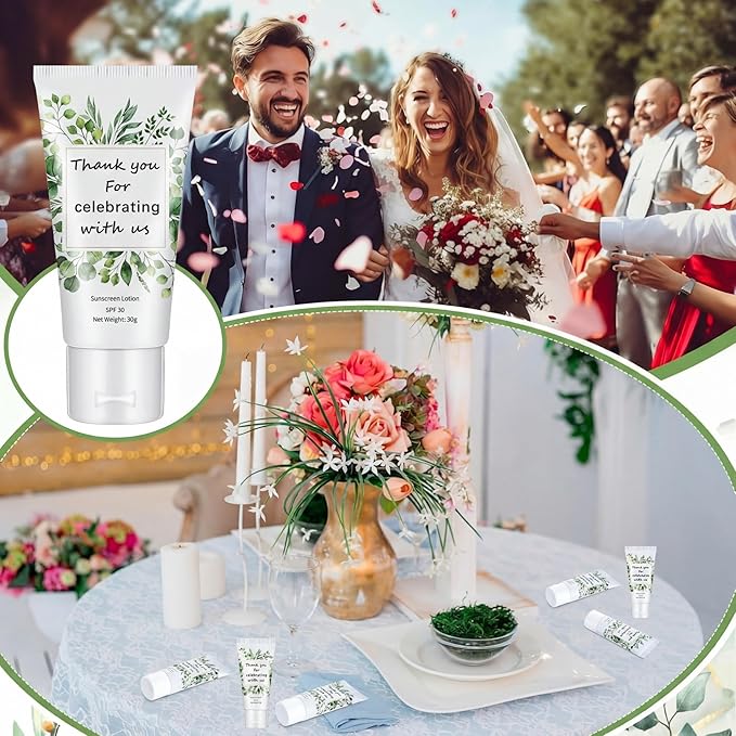 72 Pcs Mini Sunscreen Bulk for Summer Party Wedding SPF 30 Water Resistant Sunscreen Lotion Bulk 1oz Travel Size for Thank You Gifts Wedding Party Supplies (Eucalyptus)