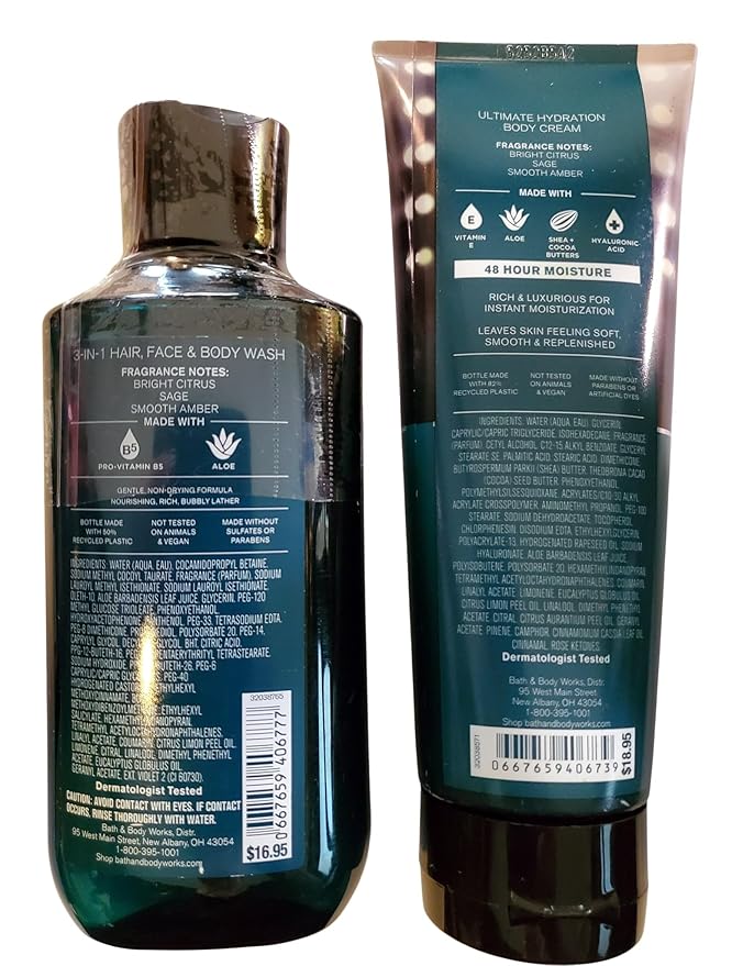 Bath & Body Works Men's Football Season 3-in-1 Hair, Face & Body Wash and Body Cream 2 Piece Set