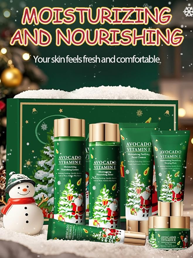 JEATHA Skincare Collection Holiday Gift Set with Facial Cleanser Toner Moisturizing Lotion and Rich Face Cream Avocado One Size