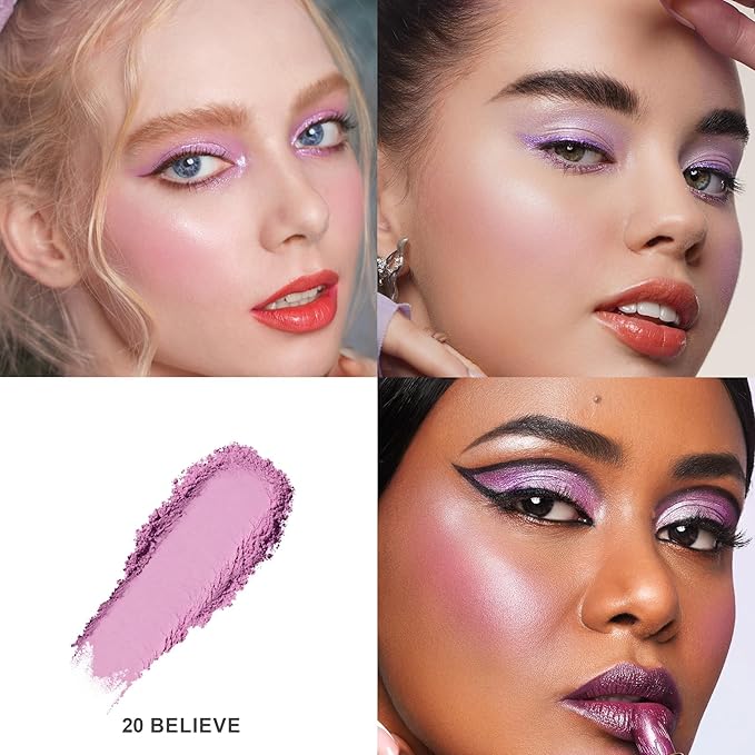 Oulac Purple Blush for Cheeks Blush Makeup Highly Pigmented With Natural Matte Finish Easy to Use Shape&Highlight Face Cruelty-Free with Rose Oil 20