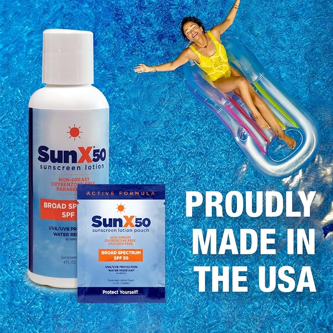 CoreTex Sun X 50 SPF Broad Spectrum Sunscreen Lotion - 4oz Tottle of Paraben, Oxybenzone, Octinoxate, & Oil Free Sunscreen - No White Cast and Water Resistant Up to 80 Minutes