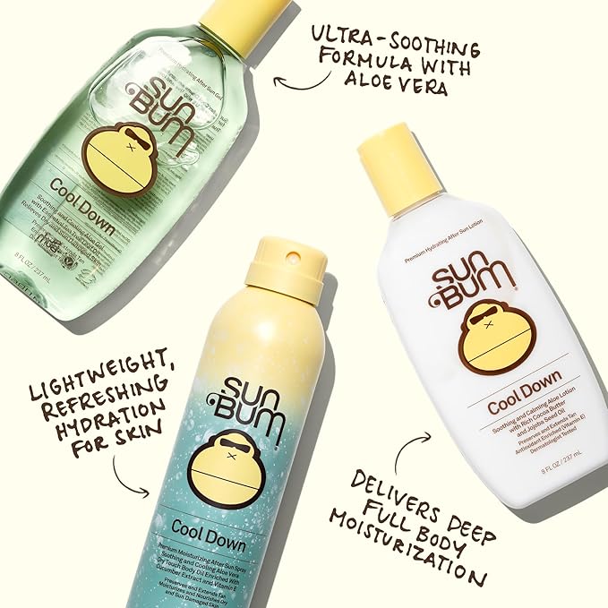 Sun Bum Cool Down Aloe Vera Lotion Vegan After Sun Gel With Cocoa Butter To Soothe and Hydrate Sunburned Skin, 8 oz (Pack of 2)