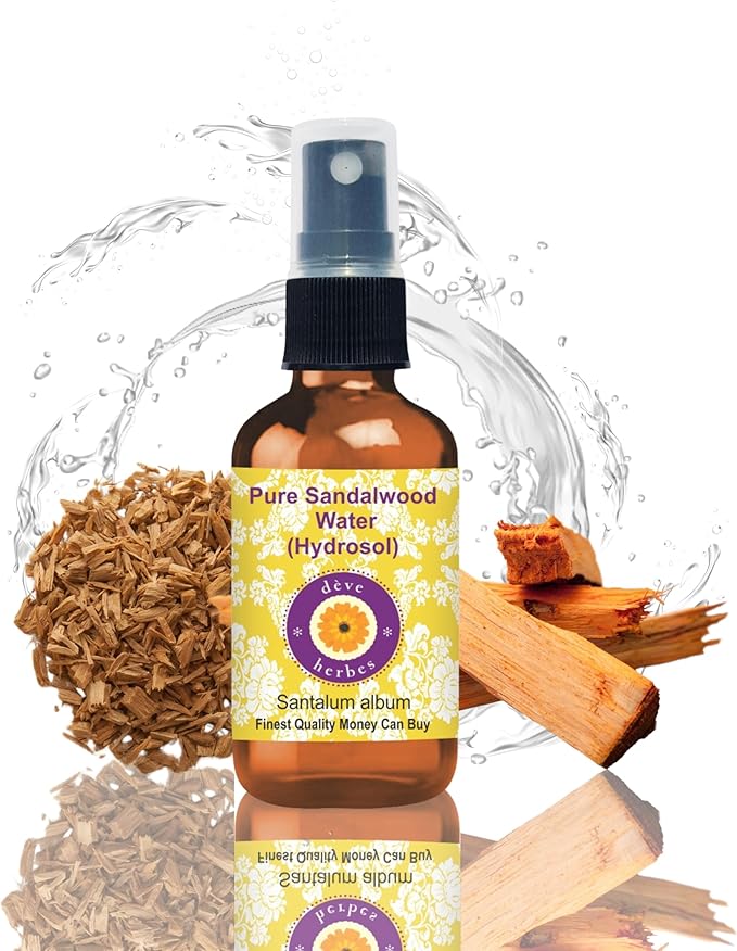 Deve Herbes Pure Sandalwood Floral Water (Hydrosol) (Santalum Album) Natural Therapeutic Grade for Skin - 100ml (3.38 oz)
