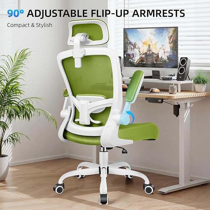 FelixKing Office Chair, Desk Chair with Adjustable Lumbar Support, Ergonomic Computer Chair with High Back and Armrest, Adjustable Height Gaming Chair Home Office Swivel Chair(Avocado Green)