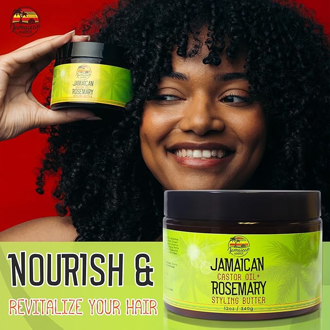 JAMAICAN Ambre Rosemary Hair Styling Gel - 12 fl oz - with Castor Oil for Strong, Damage-Preventing Hair Locks - Nourishing and Promote Hair Strength