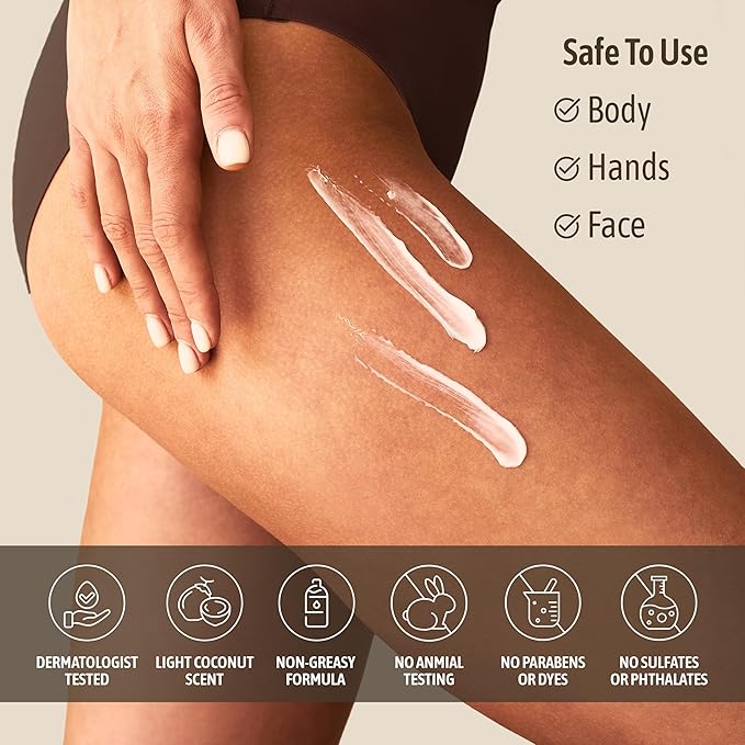 NATURE WELL Coconut Oil Moisturizing Cream for Dry Skin – Deep Hydration Lotion for Face, Body & Hands, Spa Quality Skincare, Softens & Smooths, Non-Greasy, Fast Absorbing, Vitamins A C E, 10 Oz