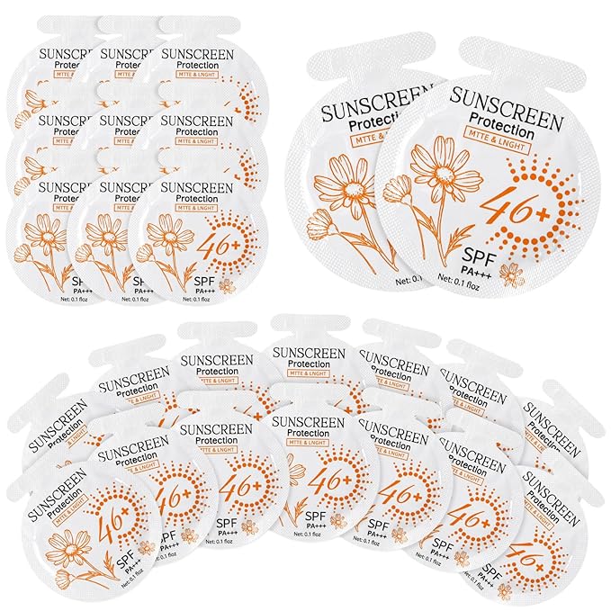 150 Pcs Sunscreen Bulk Mini Travel Size Sunscreen Packets SPF 46+ Summer Party Gifts for Women Girl
