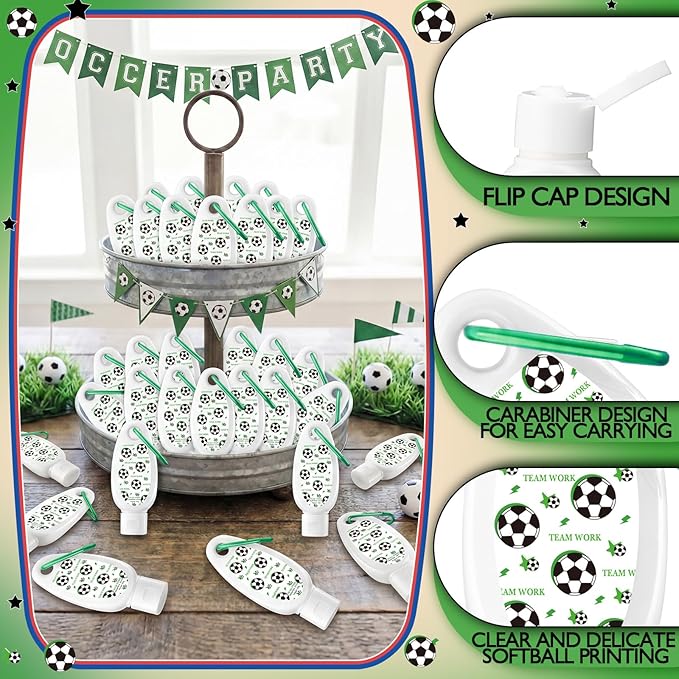 Leelosp 24 Pcs Soccer Team Gift Bulk Mini Sunscreen Travel Size 1oz Sport Party Favor Sunscreen Keychain with Clip Spf 30 Fragrance Free Broad Spectrum Soccer Accessories for Girl