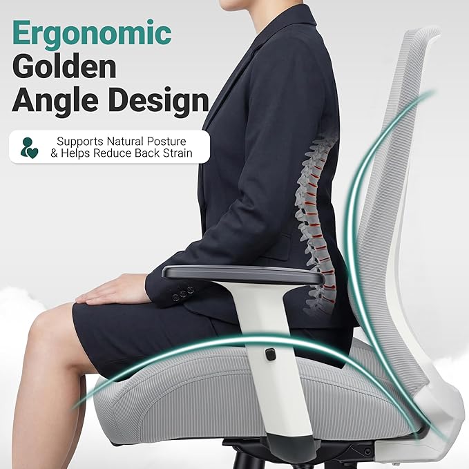 Big and Tall Home Office Desk Chair 500lb Capacity for Heavy People, Ergonomic Wide Mesh Desk Chair with Stepless Recline & Lock, 5.5" Thick Cushion, High Back, Adjustable Height & Armrests