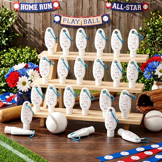 Leelosp 24 Pcs Baseball Team Gift Bulk Mini Sunscreen Travel Size 1oz Sport Party Favor Sunscreen Keychain with Clip Spf 30 Fragrance Free Broad Spectrum Baseball Accessories for Girl
