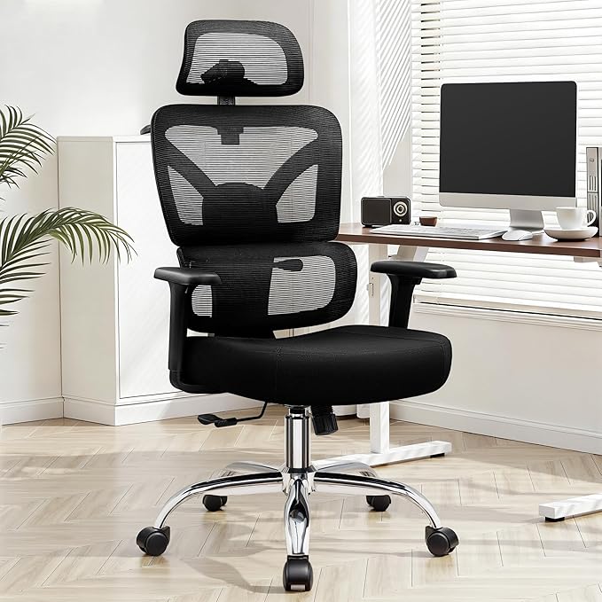 Ergonomic Office Chair, High Back Mesh Desk Chairs Comfy with Adjustable Lumbar Support, Home Computer Gaming Chair with 3D Headrest for Long Hours, 8 Pack