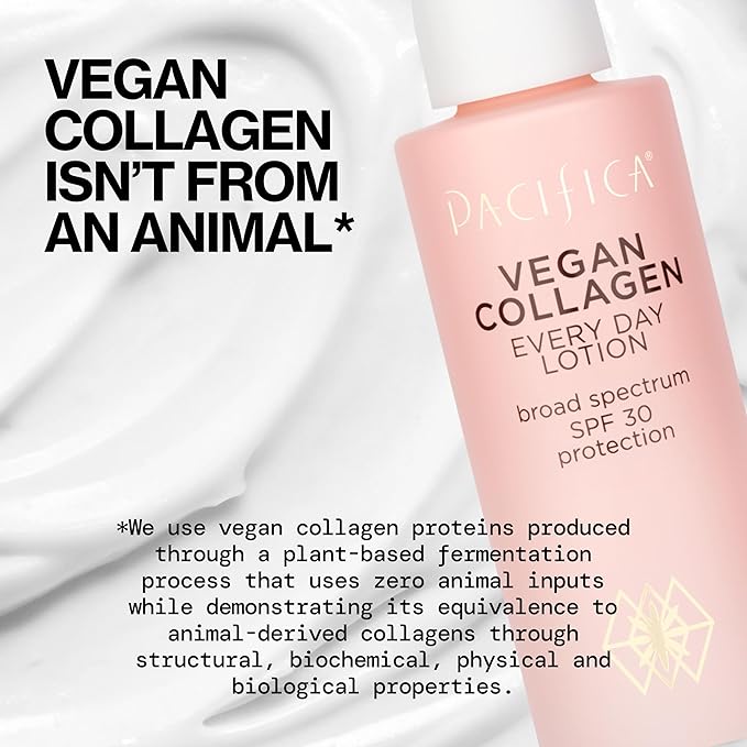 Pacifica Beauty Vegan Collagen SPF 30 Broad Spectrum Sunscreen Every Day Face Lotion,UVA/UVB Protection for All Skin Types,Lightweight,Moisturizing & Hydrating,Cruelty Free,White,1.7 Fl Oz,(Pack of 2)