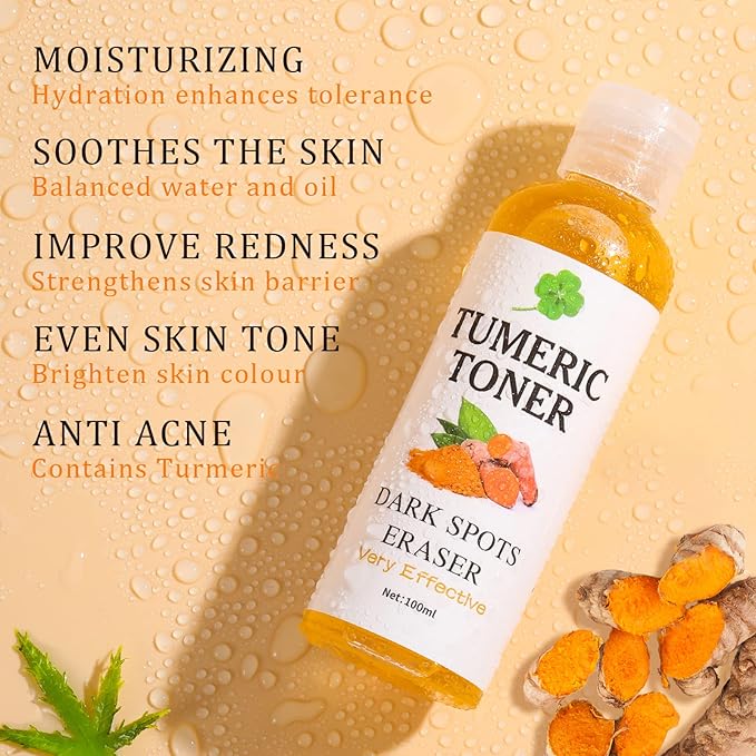 Toner for Dark Spots Turmeric Dark Spot Corrector, Facial Toner for Acne Prone Skin, Dark Spot Correcting Hydrating Face Toner for Women Moisturizing for All Skin Type- 3.4 OZ