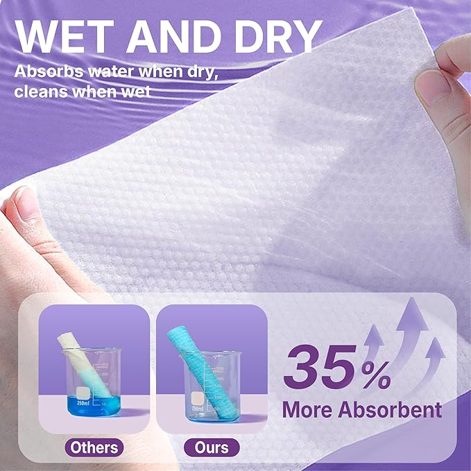 Disposable Face Towels XL 150 Count, Pearl Texture Facial Tissues for Deep Cleansing, Ultra Thick Makeup Remover Dry Wipes, Lint Free Cotton Tissue for Sensitive Skin