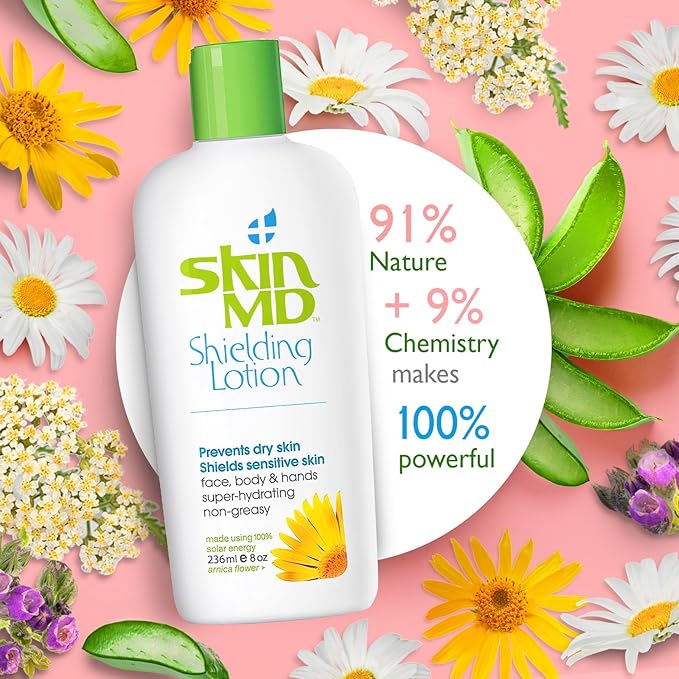 Skin MD Shielding Lotion - 4oz Hydrating Body Lotion for Sensitive Skin | Non-Greasy, Fast-Absorbing Moisturizer with Plant-Based Ingredients | Best Lotion for Dry Skin, Eczema & Psoriasis Relief