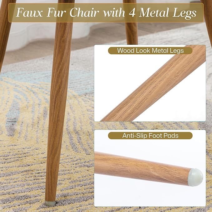 HENJIANYI Home Office Corduroy Desk Chair, Makeup Vanity Chair, Comfy Accent Armchair with Wood Grain Metal Legs, Cute Dining Chair with Hollowed Back, Green