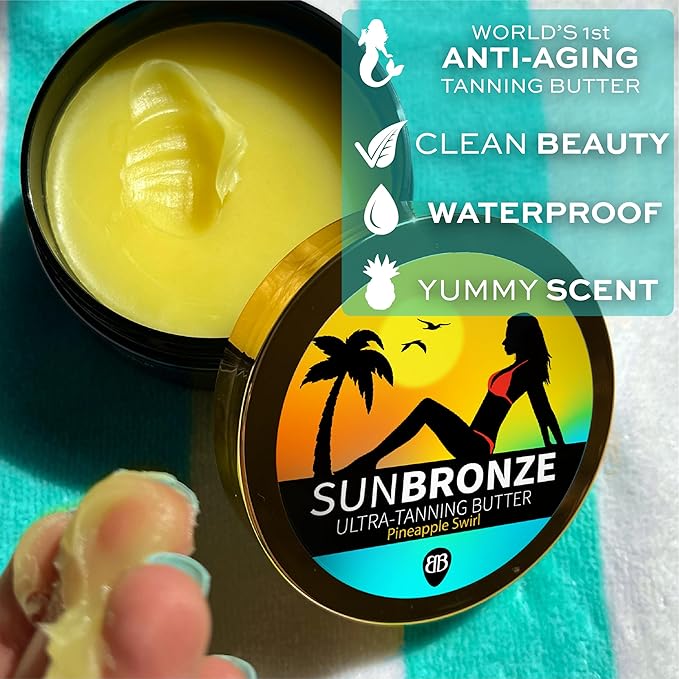 Original Sun Bronze Ultra Tanning Butter - Pineapple Swirl, Use in the sun outdoor or tanning bed Better than tanning oil Tan faster with premium natural ingredients Safe for Sensitive Skin