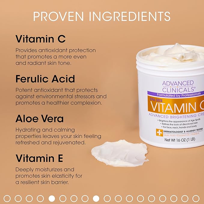 Advanced Clinicals Vitamin C Brightening Cream + Vitamin C Glow Facial Toner Set