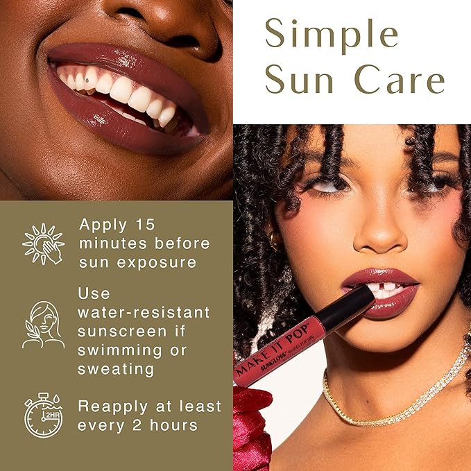 BLACK GIRL SUNSCREEN Make It Pop Sungloss for Women - SPF 50 Tinted Lip Gloss, Sunscreen Sungloss, Sun Protection for Skin, Hydrating & Moisturizing Care, Satin Finish - Cherry Noir, 0.13 fl oz