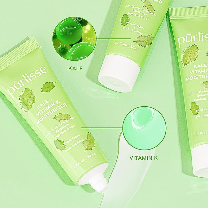 pūrlisse Kale + Vitamin K Hydrating Face Moisturizer - Face Moisturizer for Detoxifying & Pore Tightening - Packed with Antioxidants for Smooth, Radiant & Youthful Skin (1.7 Fl oz)