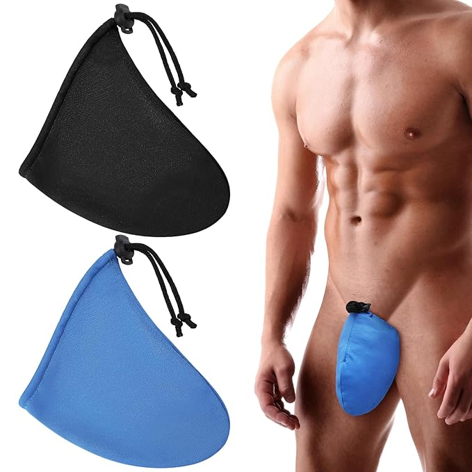 2 Pcs Men's Tanning Pouch Sun Protection, Tanning Cover for Men(Blue and Black)