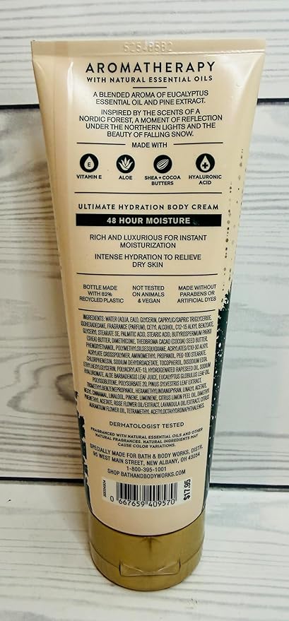 Bath & Body Works Unisex Eucalyptus Pine Ultimate Hydration Body Cream 8 Ounces Pack of 2