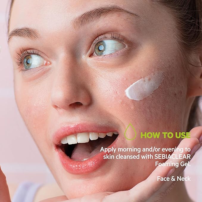 SVR Sebiaclear Moisturizing Face Cream - Soothing Moisturizer, Reduces the appearance of marks, with Niacinamide, Hyaluronic Acid and Ceramides for Oily Sensitive Skin, Non-Comedogenic. 1.4 oz.