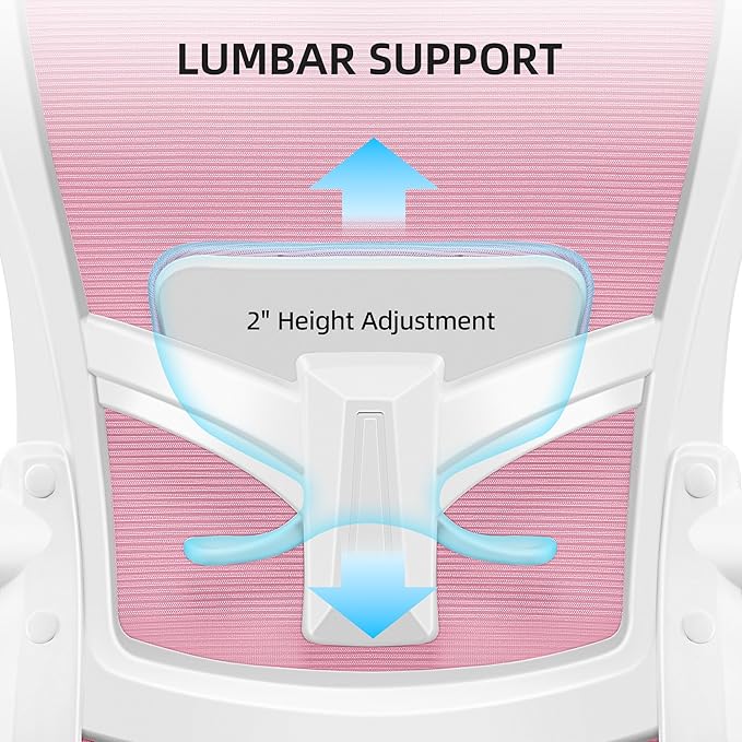 FelixKing Office Chair, Desk Chair with Adjustable Lumbar Support, Ergonomic Computer Chair with High Back and Armrest, Adjustable Height Gaming Chair Home Office Swivel Chair(Pink)