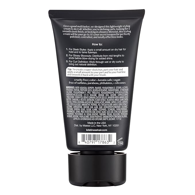 Kristin Ess Ultra Light Styling Curl Cream for Curl + Wave Definition - Lightweight Hold - Smooth Styles, Shiny Blowout Prep & Frizz Control - Vegan & Color Safe - Women's Styling Hair Product