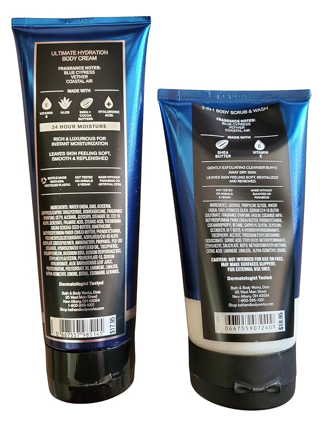Bath and Body Works Men's Ocean Ultimate Hydration Body Cream and Body Scrub