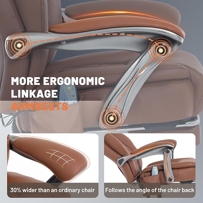 Massage Office Chair with Heating Function & Footrest, 6-Point Vibration, Ergonomic Executive Reclining Desk Chair with Padded Seat for Relaxation, Comfort & Stress Relief