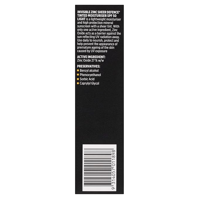 Sheer Defence Tinted Light - Daily Facial Moisturizer With Sun Protection SPF 50 To Prevent The Appearance Of Premature Aging Caused by Harmful UV Rays - 50g