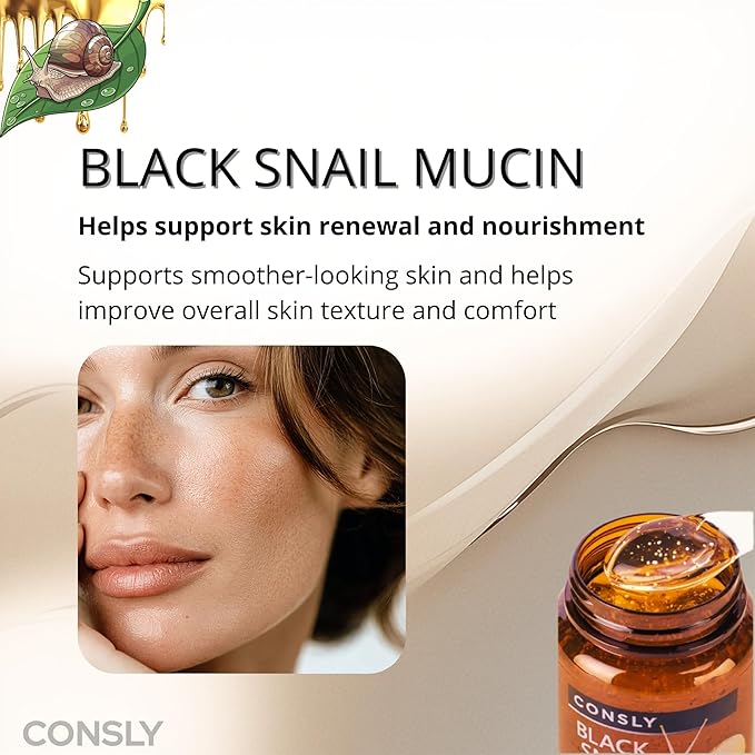 Black Snail & Gold All-in-One Ampoule – Nourishing Gel Serum, 3-in-1 Toner Essence Serum, Snail Mucin Facial Serum for Firm-Looking Skin, Face & Neck, 250 ml / 8.45 fl oz
