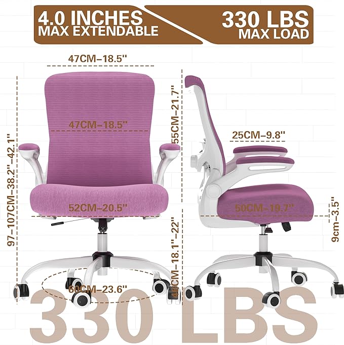 Ergonomic Office Chair - High Back Desk Chair with Adjustable Lumbar Support, Breathable Mesh Back, 330LBS Capacity, Easy Assembly, for Home Office Executive Computer Task