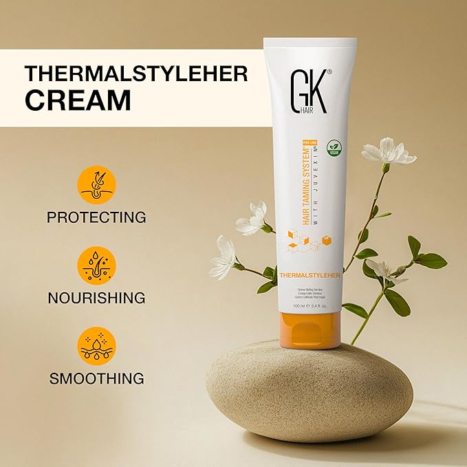 GK HAIR Thermastylher Cream 3.4 oz – Heat Protectant Styling Cream, Blow Dry Cream for Frizz Control, Smooth & Strengthen Hair, Heat Protection for All Hair Types
