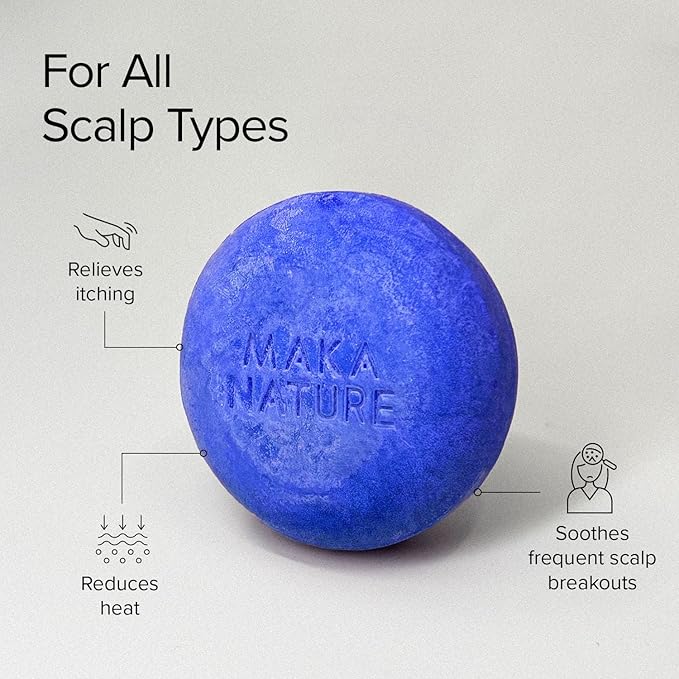 Maka Nature Cooling Shampoo Bar for Refreshing Scalp Care, Solid Shampoo Bar for All Hair Types, Vegan Korean Shampoo Bar, pH Balanced Hair Care, Eco Friendly Plastic Free, 3.35 oz