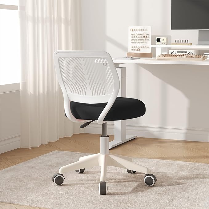 Small Desk Chair Armless Task Chair with Soft Padded Cushion Height Adjustable Swivel Rolling Comfortable Study Computer Chair for Kids Girls Boys Teens