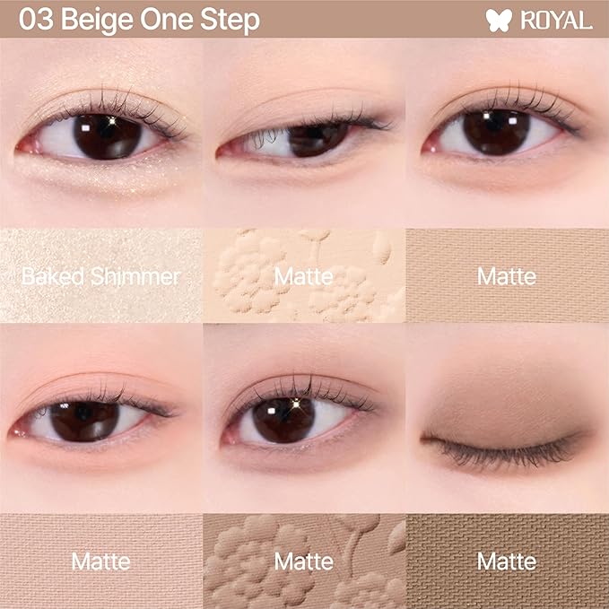 CLIO Muse Master Eyeshadow Palette, Korean Royal Heritage Edition, Neutral Beige 6-Color Eyeshadow Palette with Matte Satin Shimmer, Blendable Baked Cream Powder Formula (03 BEIGE ONE STEP)