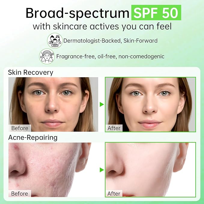 Korean Sunscreen for Face & Body – SPF 50+ Madagascar Centella Mineral Sunblock, Tinted Moisturizer with Hyaluronic Acid & Niacinamide, Lightweight, Hydrating & No White Cast, 50ml
