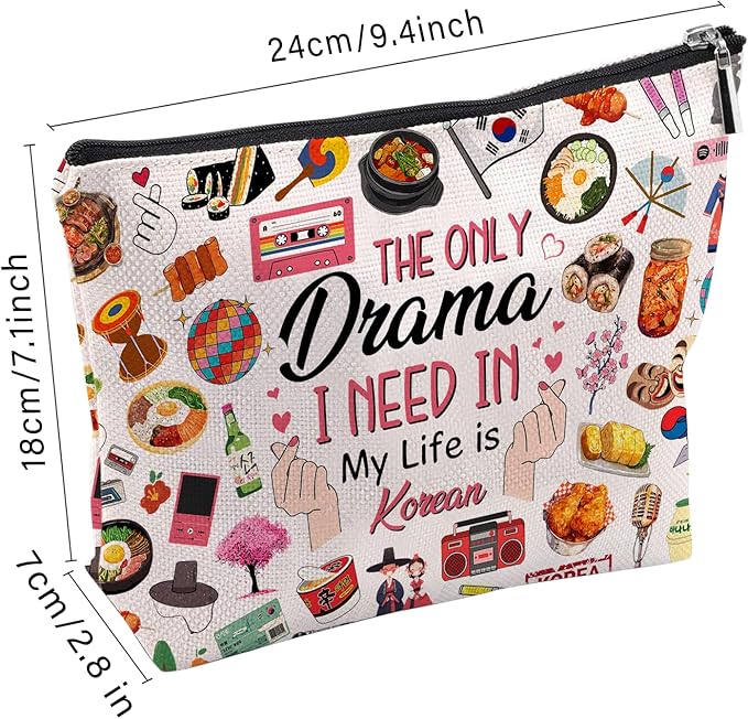 Drama Korean Makeup Bag, Drama Korean Gifts For K-Pop Lovers, K-Pop Makeup Pouch, Travel Toiletry Bag With Zipper, Birthday Graduation Christmas Gifts For Best Friend Bestie Her