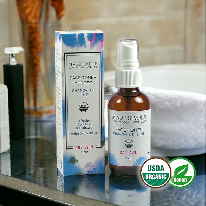 Chamomile Lime Face Toner for Dry Skin - Certified Organic, Vegan, & Cruelty-Free