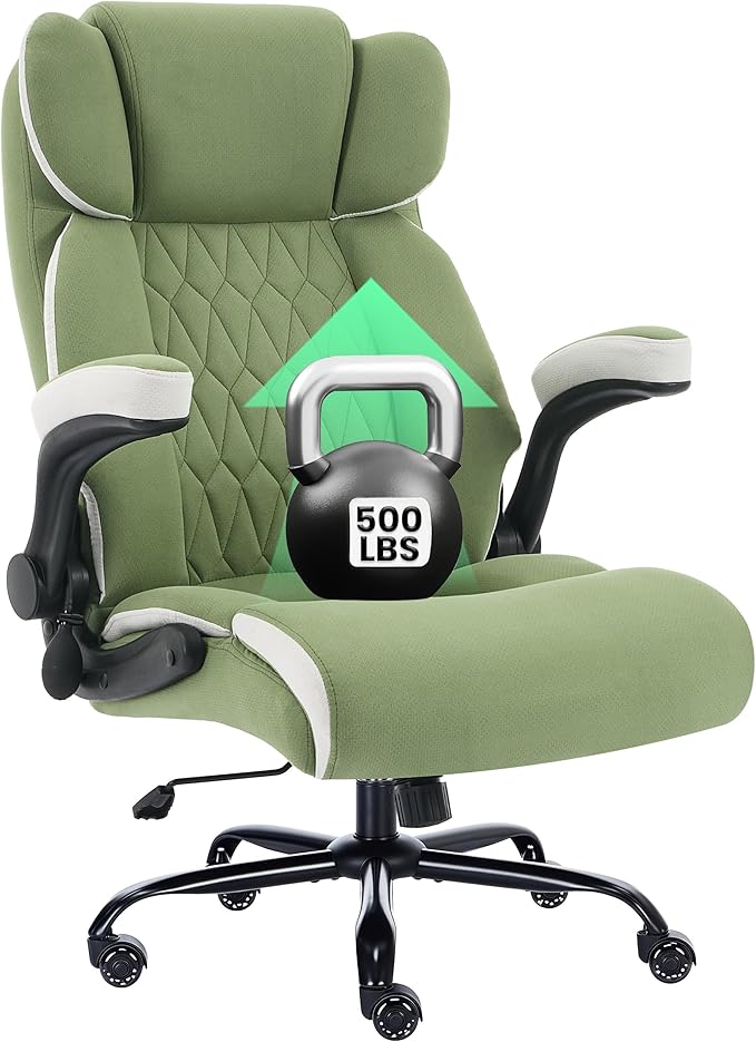 500lbs Big and Tall Office Chair Adjustable Lumbar Support for Back Pain, Extra Wide Seat Executive Office Chair Thick Armrest Pad, Heavy Duty Base&Upgraded Wheels, Ergonomic Comfy Computer Desk Chair