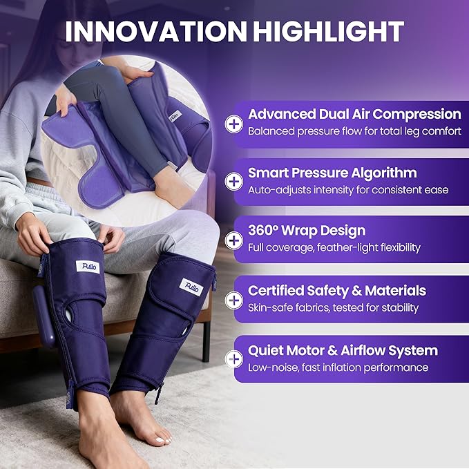 PULIO Leg Care Device V2 with New Controller Purple - 3 Modes, 3 Intensities - USB-C Rechargeable Cordless
