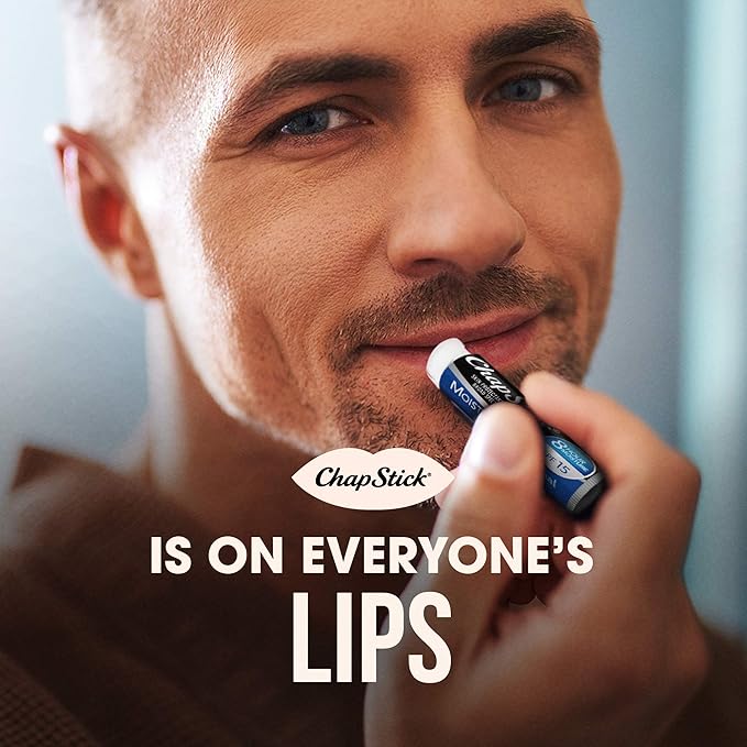 ChapStick Moisturizer (Original Flavor, 0.15 Ounce) Lip Balm Tube, Skin Protectant, Lip Care, SPF 15 (Pack of 12), Blue
