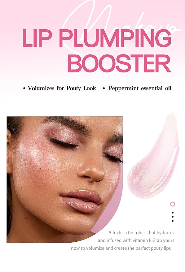 Lifting Gloss, Spicy Lip Plumping Booster Lip Gloss Glossy Lipstick, Hydrating, Volumizes, High-Shine, Fuller Plumper Lip Mirror Lip Glaze, Plump & Pout Lip Plumper for Women Girls (#01)