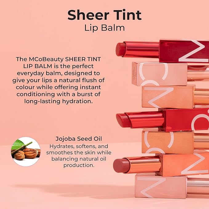 MCoBeauty - Sheer Tint Lip Balm - Bella Vita, Dusty Rose Shade - Hydrating Gloss Balm with Jojoba Seed Oil - Helps Nourish Lips and Adds a Glossy Tint - Lip Care, Tinta para Labios