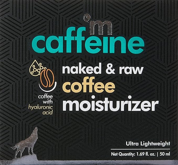mCaffeine Naked and Raw Coffee Moisturizer - 48-Hour Face Cream Controls Excess Oil - Gel-Based Lotion Instant Moisture - Hyaluronic Acid - 1.69 oz (Pack of 2)