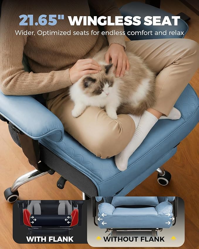 COMHOMA Big and Tall Office Chair with Upgrade Footrest, Heavy Duty Gaming Chair High Back Executive Chair with Spring Lumbar Support for Lower Back Pain Relief, 150°Reclining Adjustable Armrests