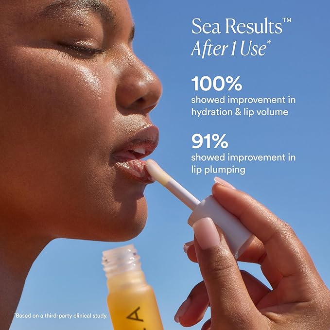OSEA Hyaluronic Lip Oil Booster – Clean Beauty Lip Oil for Plump, Glossy, Hydrated Lips – Nourishing Seaweed & Meadowfoam Oil – Vegan, Non-Sticky, High-Shine Finish | Hydrates, Plumps, Smooths