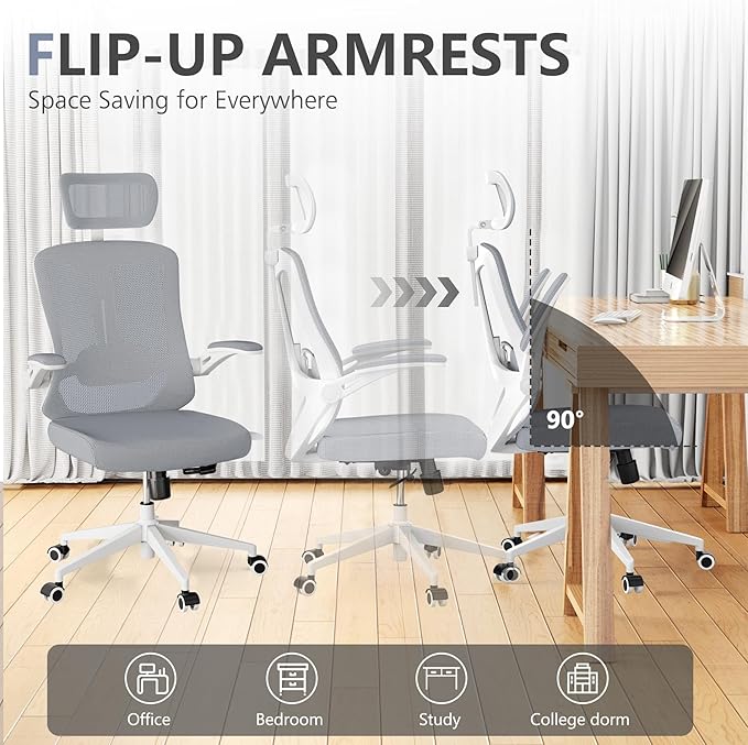 Ergonomic Office Chair Desk Chair - Mesh Computer Chair with 360° Swivel Wheels, Adjustable 90-130° Recline & Lumbar Support for Home Office, Supports up to 350lbs